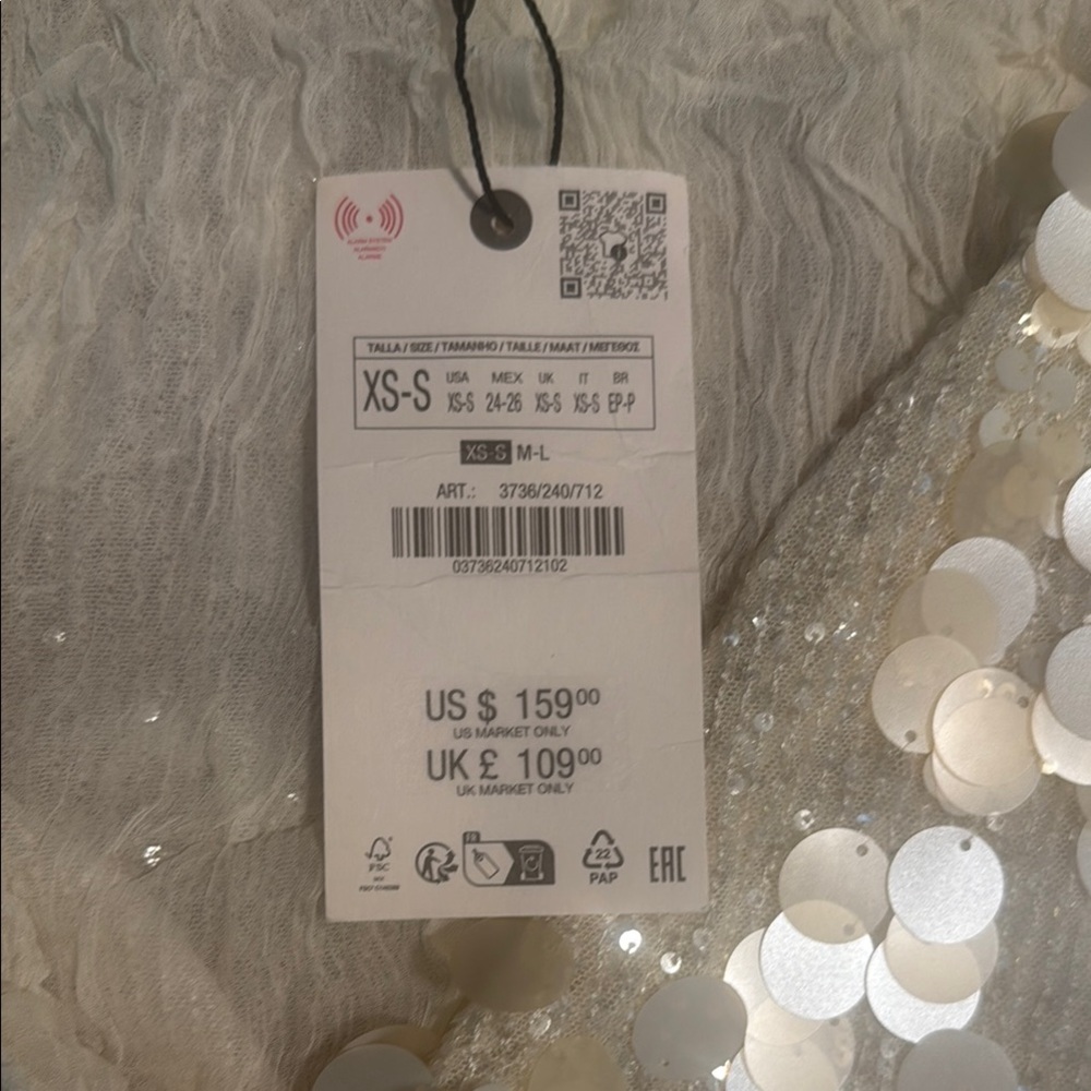 Zara Sparkling Cream Sequin Top - Picture 2 of 4